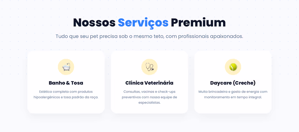 Tela de agendamento de banho e tosa com seleção de data e horário