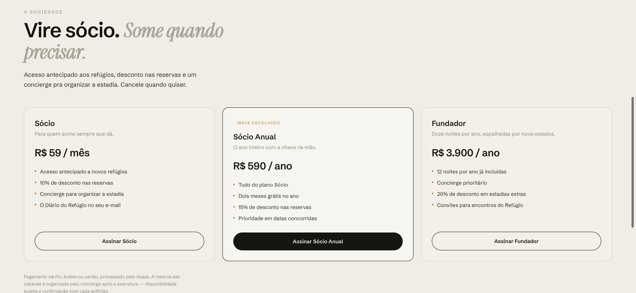 Refúgio — planos de sociedade